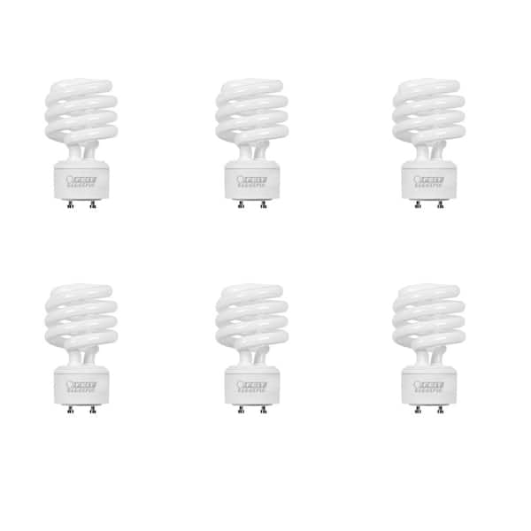 100-Watt Equivalent T3 Spiral Non-Dimmable GU24 Base CFL Compact Fluorescent Light Bulb, Soft White 2700K (6-Pack)