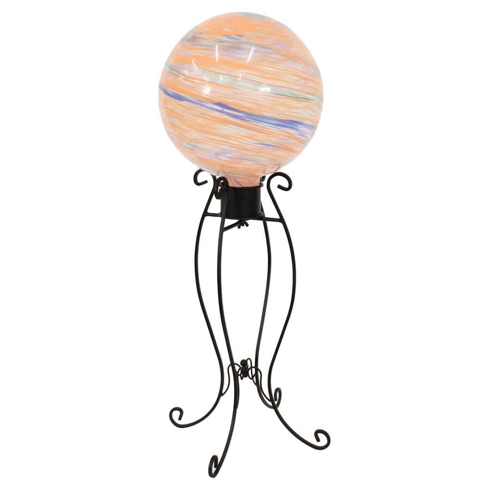Graceful Curved Black Steel Outdoor Gazing Globe Stand