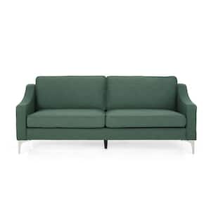 Cambria 84.5 in. Forest Green Solid Fabric 3-Seats Lawson Sofa with Removable Cushions