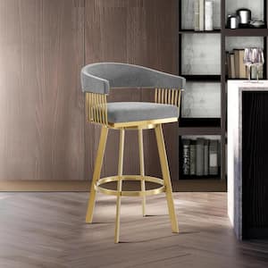 Chelsea 30 in. Anchor Gray Metal Bar Stool with Fabric Seat