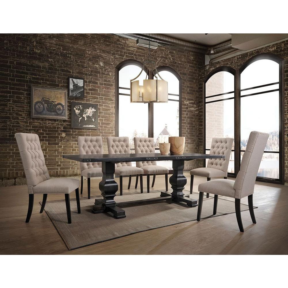 Vintage Black Reclaimed Wood Rectangular Dining Table, 88"