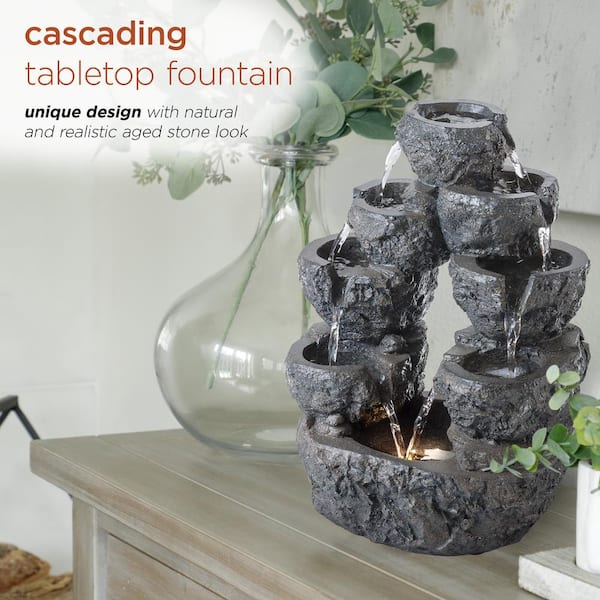 Alpine Corporation 14 in. Tall Tabletop 5-Tier Cascading