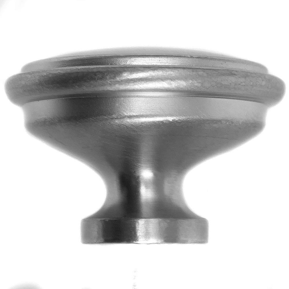 Brushed Nickel Round Zinc Cabinet Knob with Mounting Hardware