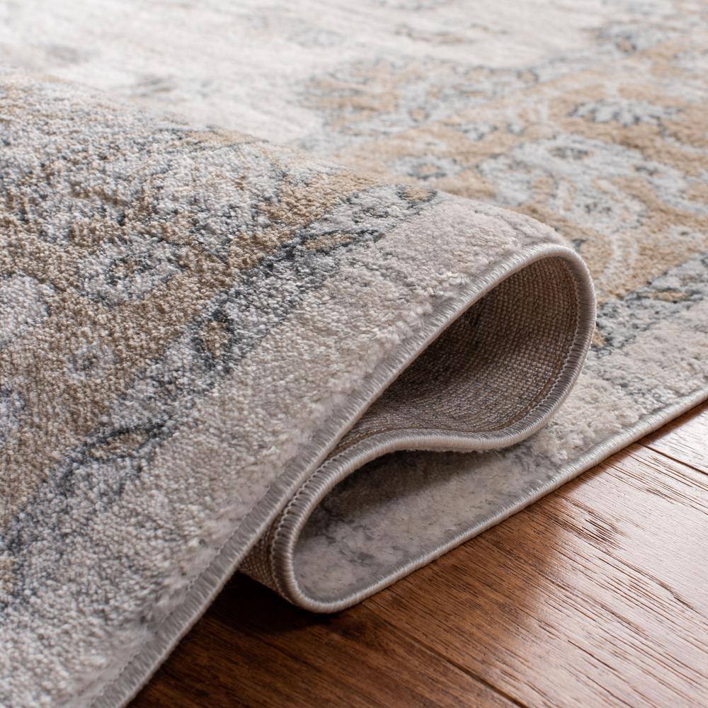 Isabella 6'7" Square Cream and Beige Synthetic Area Rug