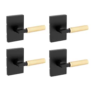 Prava Matte Black Satin Brass Passage Hall/Closet Reversible Door Handle 4-Pack