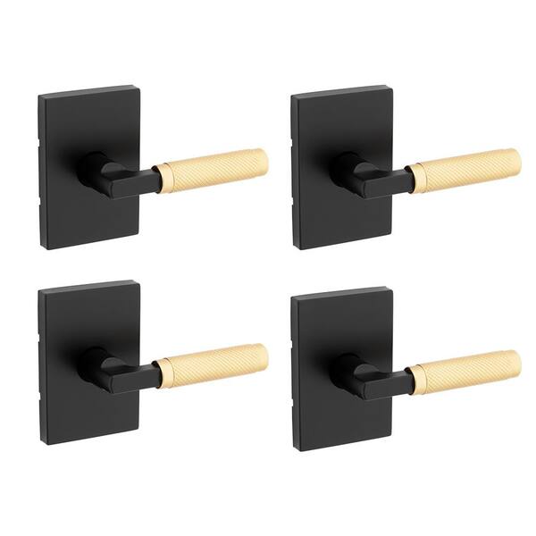 Kwikset Prava Matte Black Satin Brass Passage Hall/Closet Reversible