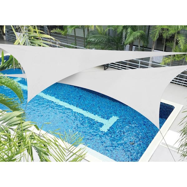 Colourtree 28 Ft X 28 Ft 190 Gsm White Equilateral Triangle Sun Shade Sail Screen Canopy Outdoor Patio And Pergola Cover Tapt28 15 The Home Depot
