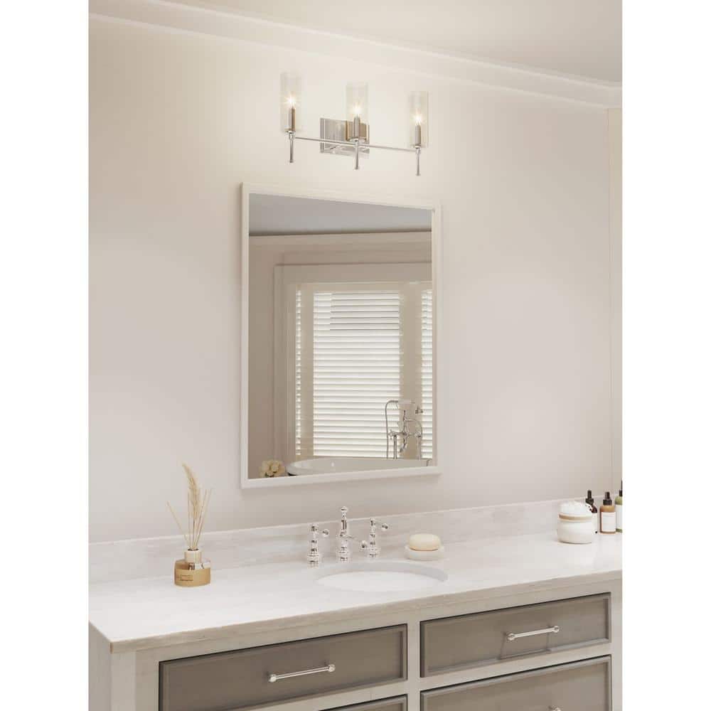 Elara 22.12 in. 3-Light Brushed Nickel Vanity Light Clear Glass New Traditional Bath price history on PriceWatchPro