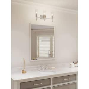 Elara 22.12 in. 3-Light Brushed Nickel Vanity Light Clear Glass New Traditional Bath