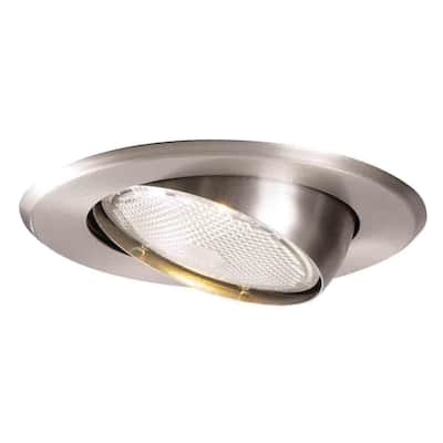 Halo 5 In Satin Nickel Recessed Ceiling Light Trim With Adjustable Eyeball 5070sn The Home Depot - 6 In Satin Nickel Recessed Ceiling Light Trim With Adjustable Eyeball