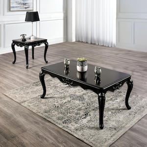 2pc Griffith 53 in. Black Rectangle Wood Coffee Table And End Table Set
