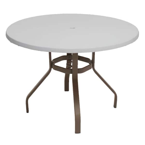 Unbranded Marco Island 42 in. Brownstone Round Commercial Fiberglass Patio Dining Table