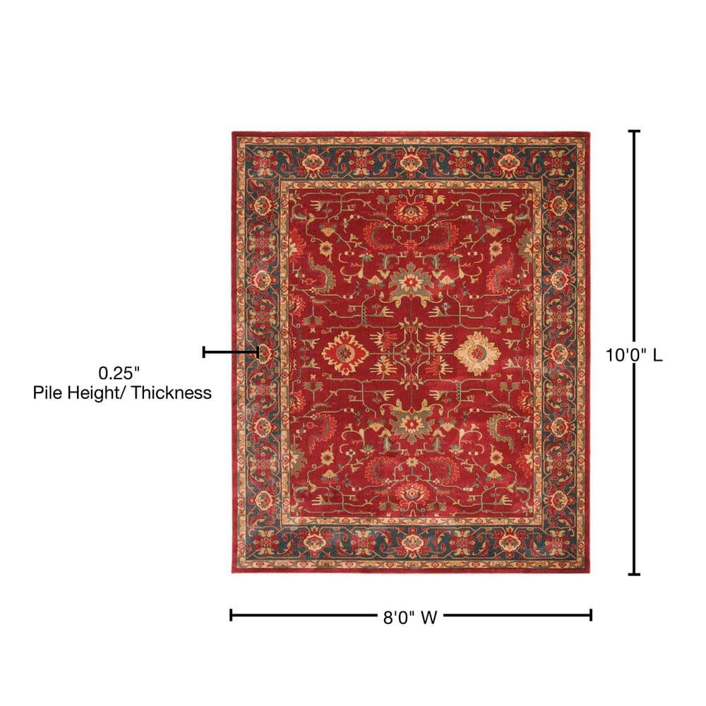 Hand-Knotted Red Synthetic Rectangular 8' x 10' Area Rug