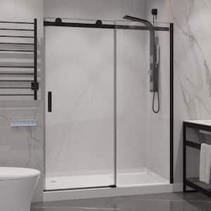 Rhodes 48 in. W x 76 in. H Sliding Frameless Shower Door/Enclosure in Matte Black with Clear Glass