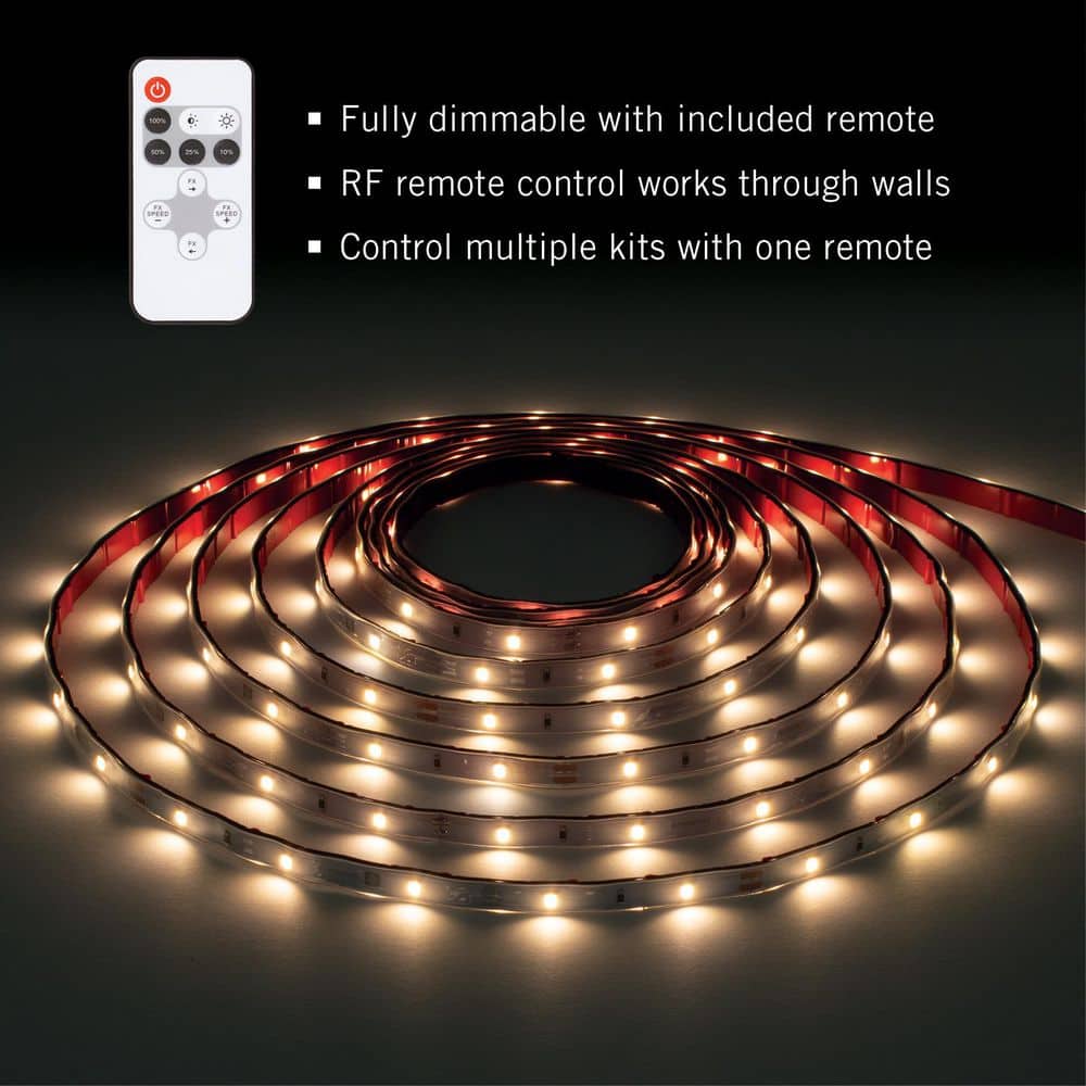 24 ft Warm White Waterproof LED Strip Light Kit with Remote