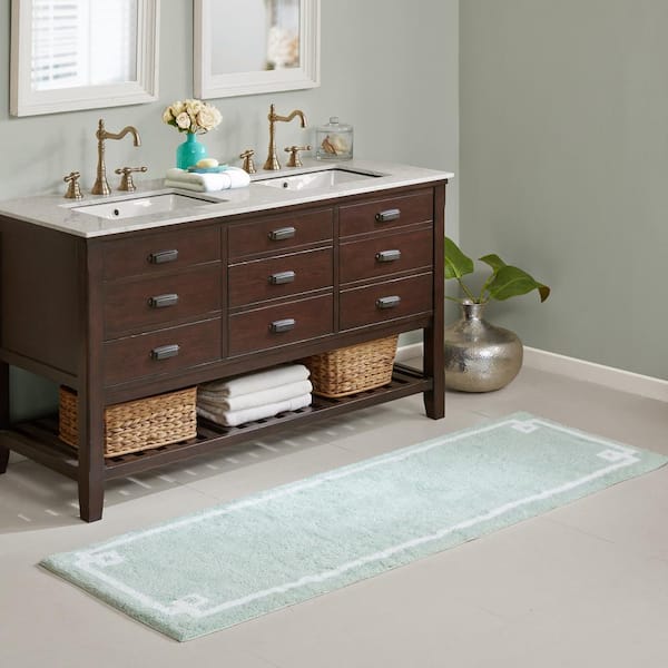 Ethan 24 in. x 72 in. Seafoam Tufted Cotton Runner Bath Rug