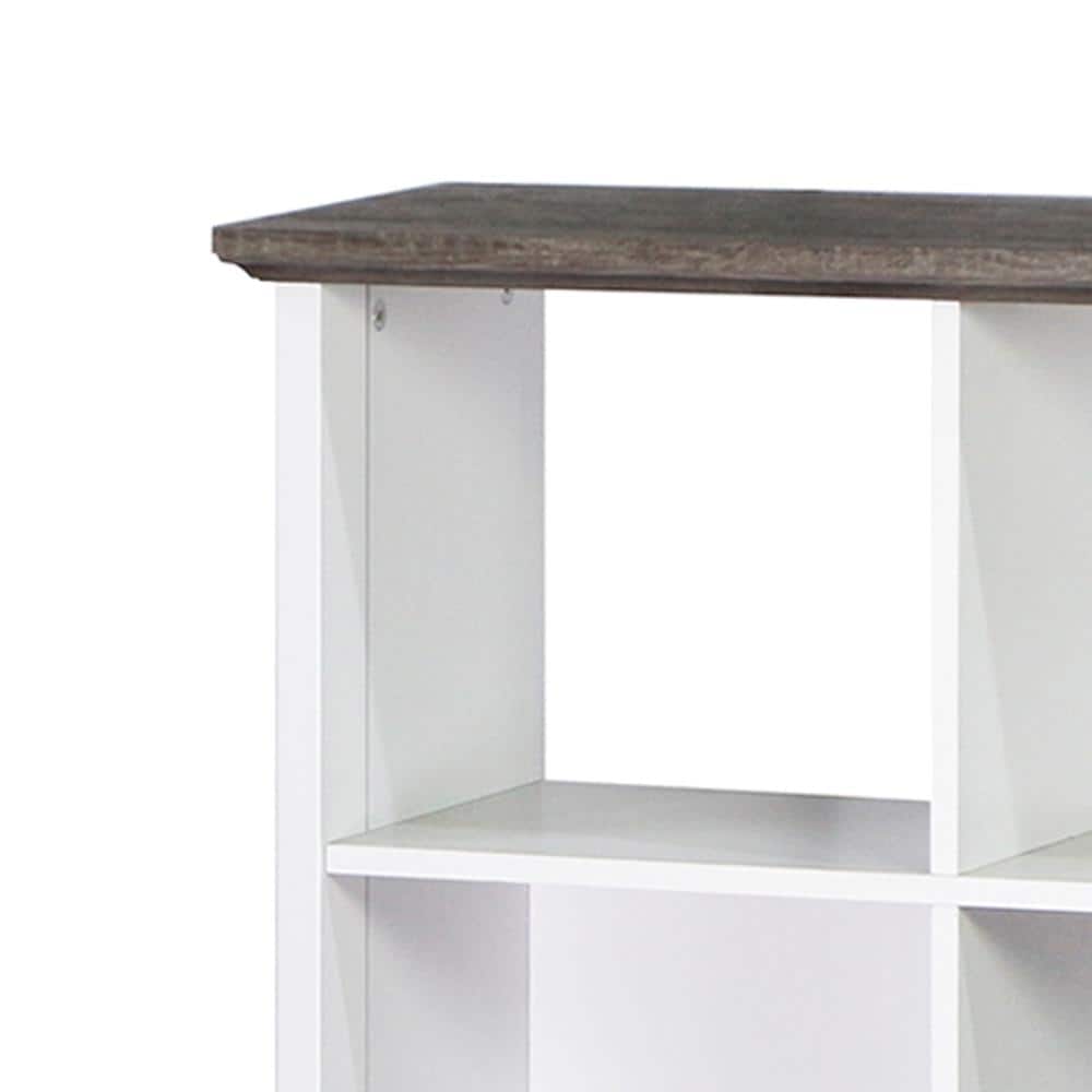 Olivia Gray Oak and White 4-Cube Wooden Bookcase