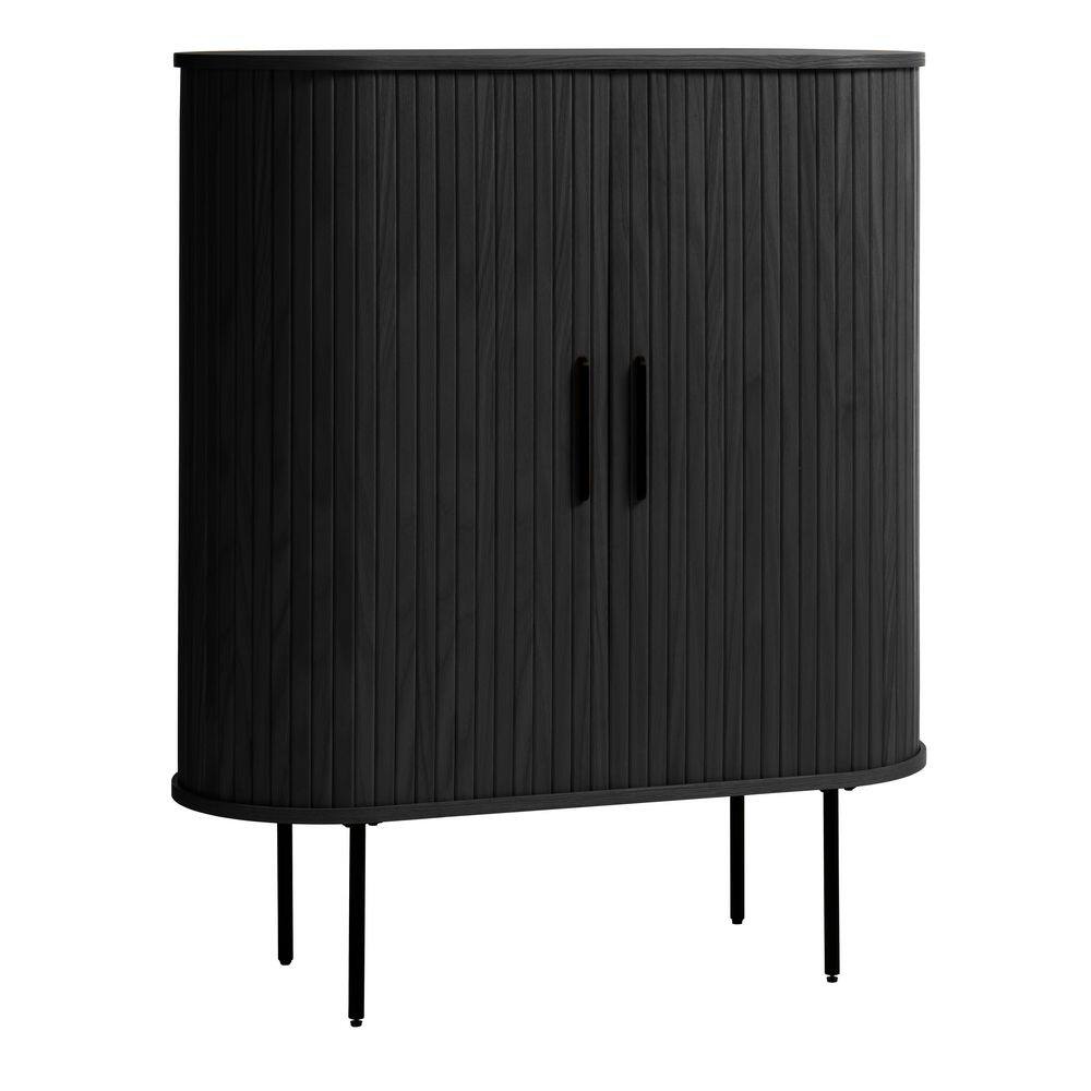 Black Oak Mid-Century Modern Adjustable Shelving Cabinet