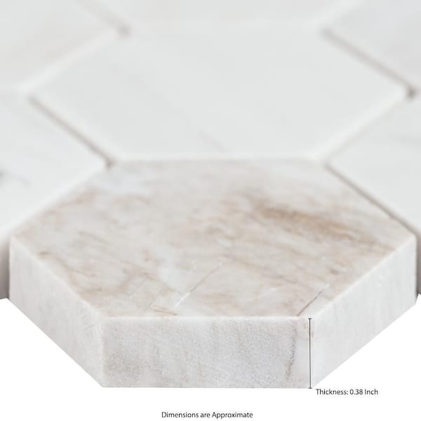 MSI Angora 2 in. Hex 12 in. x 12 in. x 0.38 in. Polished Marble