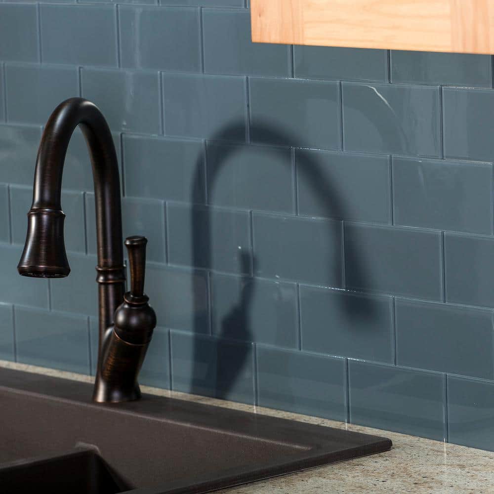 Storm Cloud Glass Peel and Stick Wall Tile Set for Kitchen and Bathroom