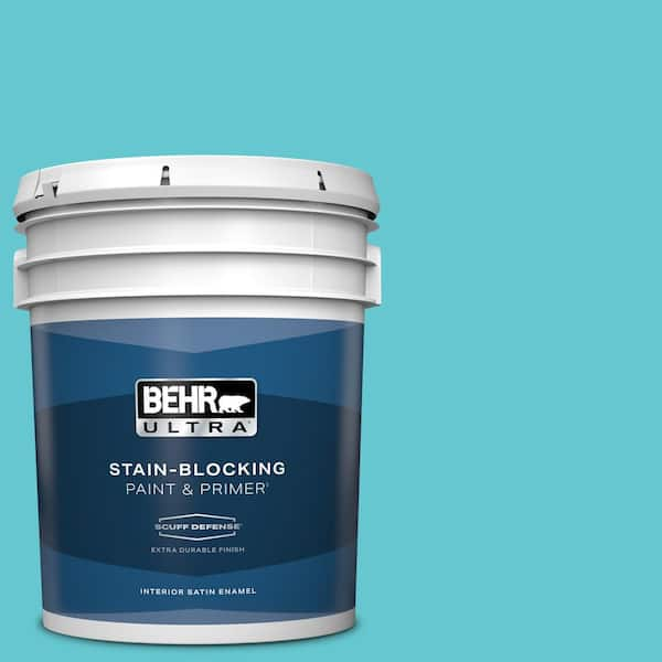 BEHR ULTRA 5 gal. #P470-4 Paradise Sky Extra Durable Satin Enamel Interior Paint & Primer