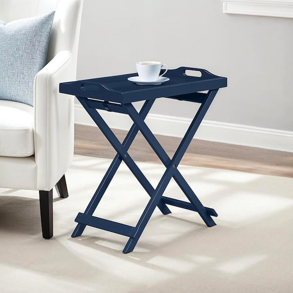 Designs2Go 22 in. W Cobalt Blue Rectangle MDF Folding Tray End Table