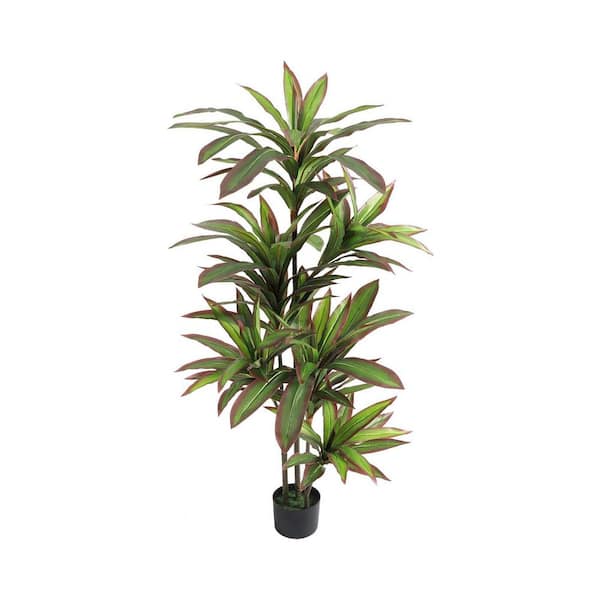 5 ft. Artificial Dracaena Plant Tree In Pot, With Adjustable Branches And Leaves, Red