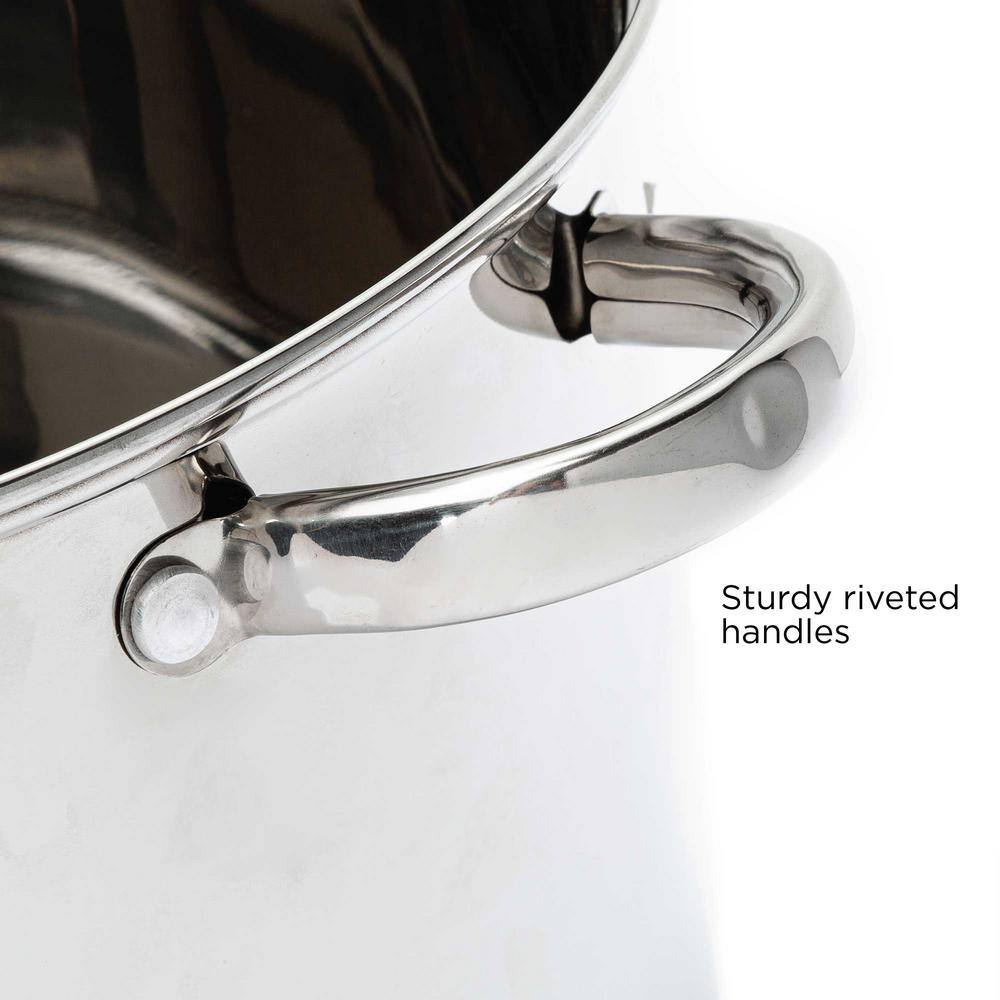 16 Quart Polished Stainless Steel Stock Pot with Lid