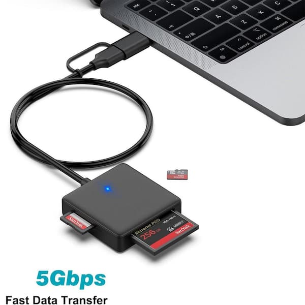 USB-C SD Card Reader With Charging Port - 5Gbps High-Speed Adapter For IPhone 15, IPad, MacBook, Android