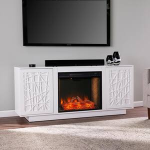 Luke 60 in. Alexa Enabled Smart Electric Fireplace in White