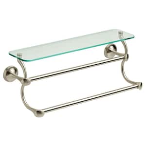 18 in. Glass Shelf with Double Towel Bar in SpotShield Brushed Nickel
