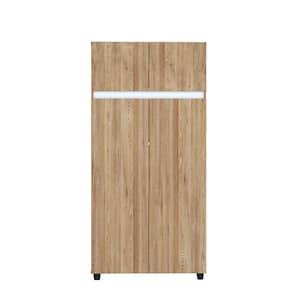 Amaretto Oak and White Wood 31.49 in. Armoire with Doors