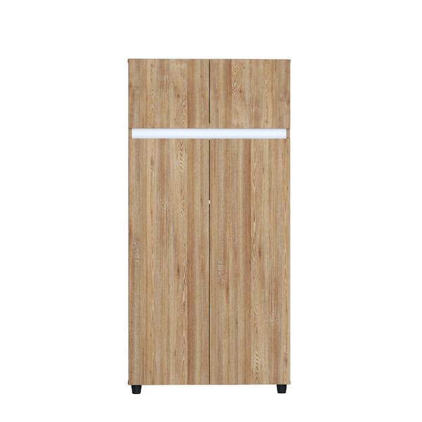 Inval Amaretto Oak and White Wood 31.49 in. Armoire with Doors