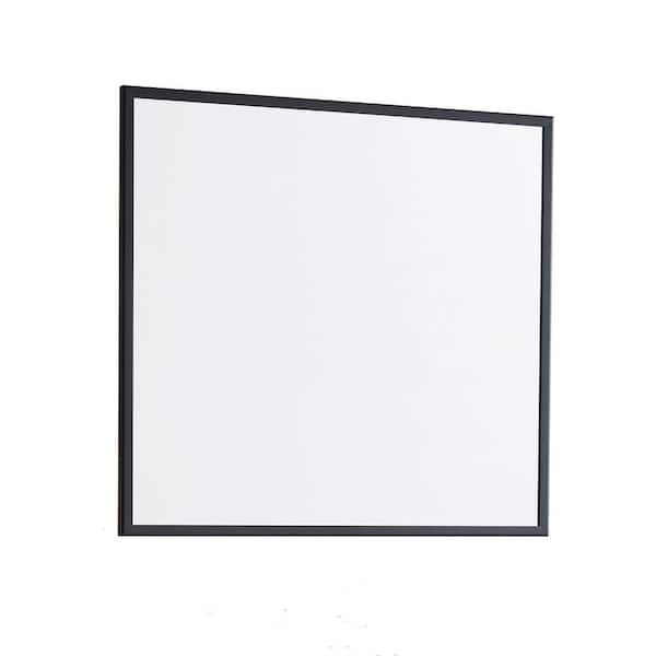 32 in. W x 30 in. H Rectangular Aluminum Framed Wall Mounted Bathroom Vanity Mirror in Black