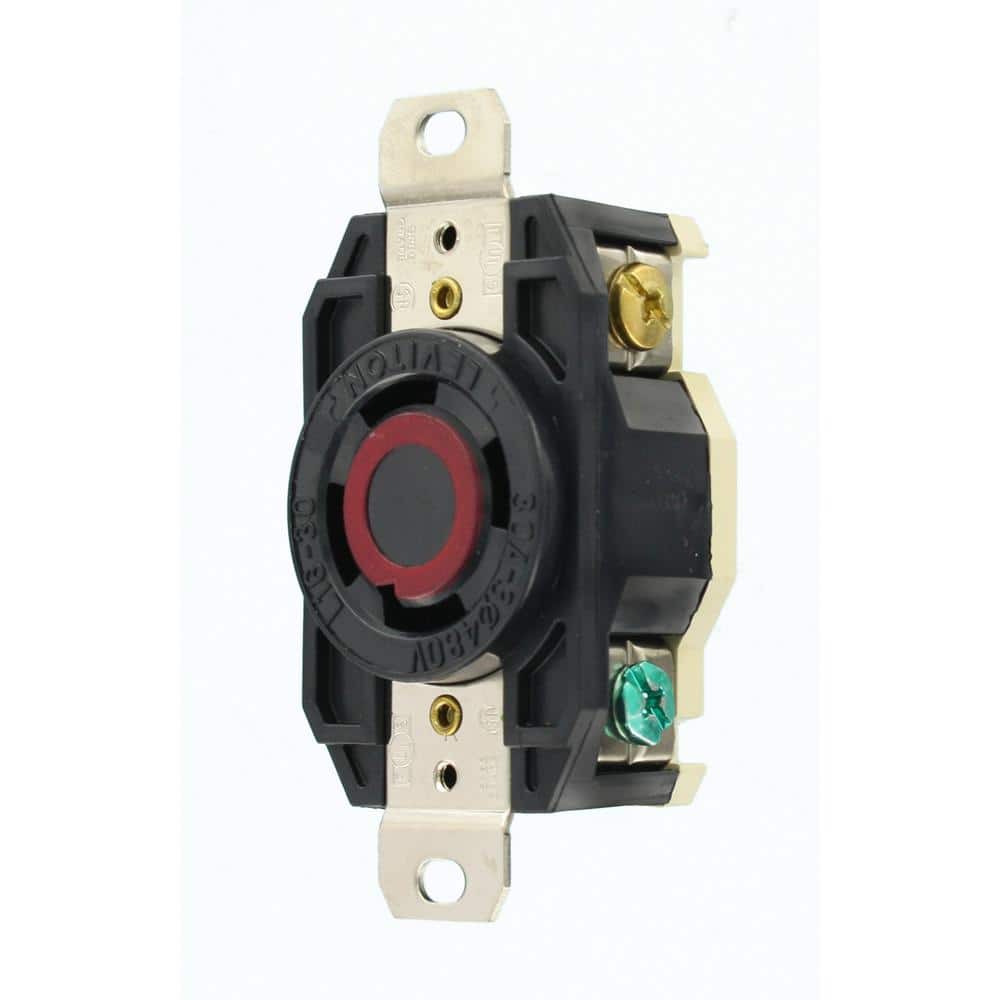 Leviton Black Industrial Grade 30 Amp Locking Outlet