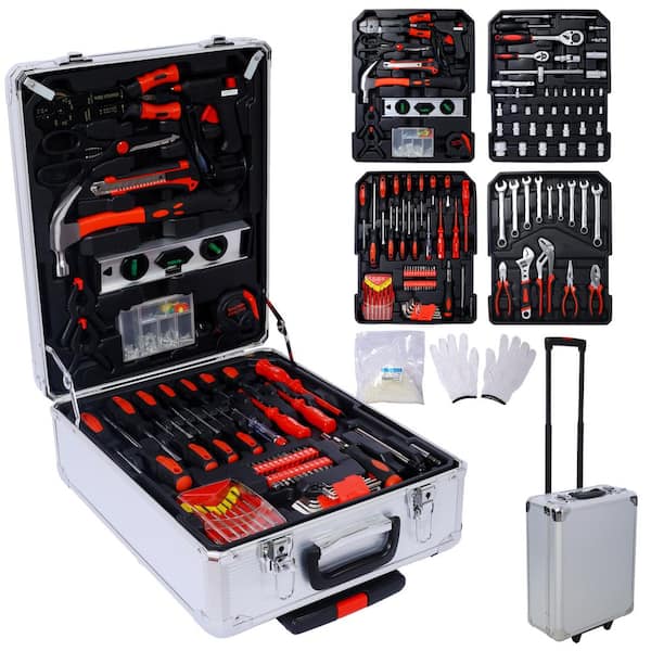 899-Piece Home Repair Tool Set Kit in Silver with 4-Drawers, Toolbox Storage Case, General Household Tool Kit