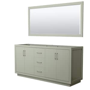Icon 71 in. W x 21.75 in. D x 34.25 in. H Double Bath Vanity Cabinet without Top in Light Green with 70" Mirror