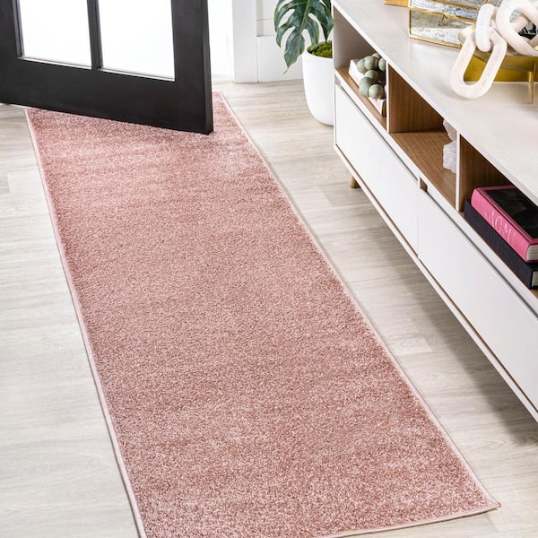 JONATHAN Y Haze Solid Low-Pile Pink 2 ft. x 12 ft. Runner Rug