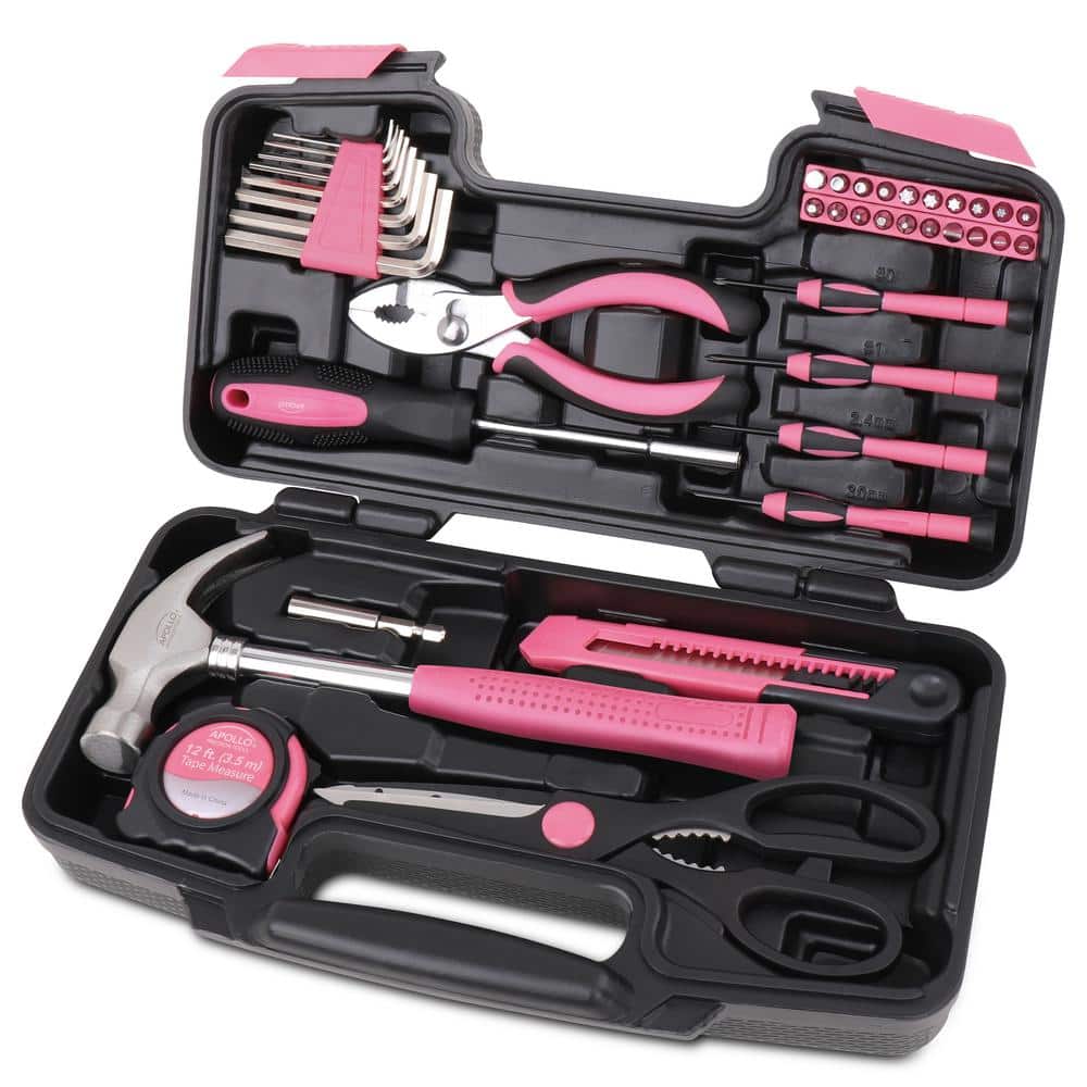 Apollo General Tool Set in Pink (39-Piece) DT9706P The Home Depot