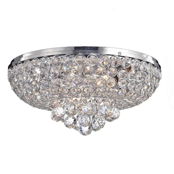 Jojospring Chloe 14.5 in. 4-Light Chrome Finish Crystal Flush Mount L257-YI-598