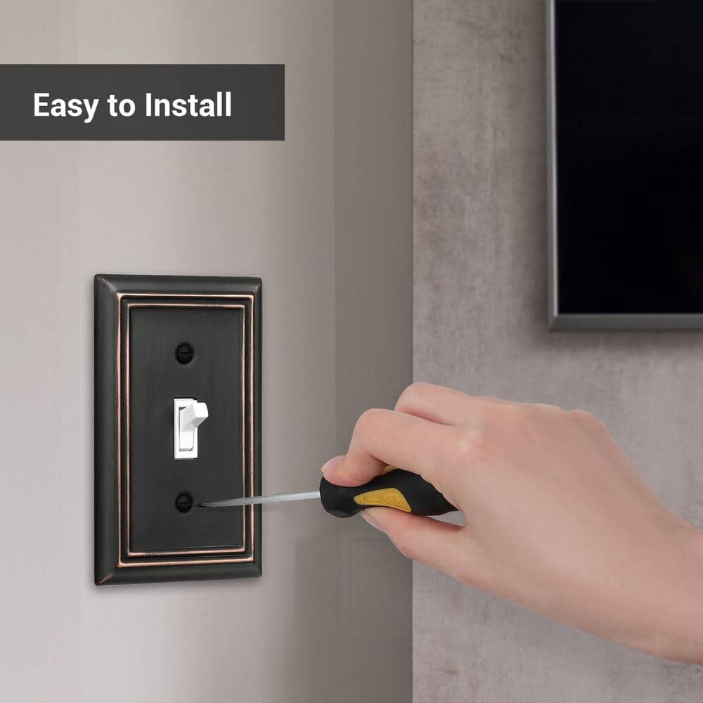 Sleeklighting 4 Pack Beveled Oil Rubbed Bronze Outlet Covers | 1 Gang Toggle