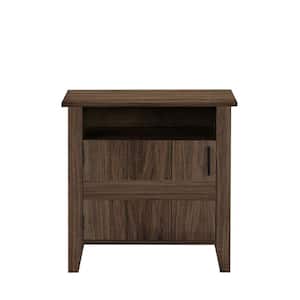 23.62 in. L x 15.75 in. W x 23.82 in. H Walnut Wooden Nightstand with 1-Doors and Storage Shelves
