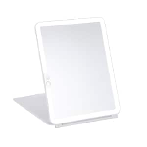 7.7 in. x 11.5 in. x 1.2 in. Slim Pad LED Freestanding Bathroom Makeup Mirror in White