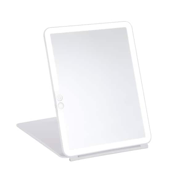 Unbranded 7.7 in. x 11.5 in. x 1.2 in. Slim Pad LED Freestanding Bathroom Makeup Mirror in White