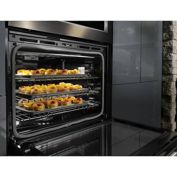 27 in. Double Electric Wall Oven Self-Cleaning with Convection in Black Stainless