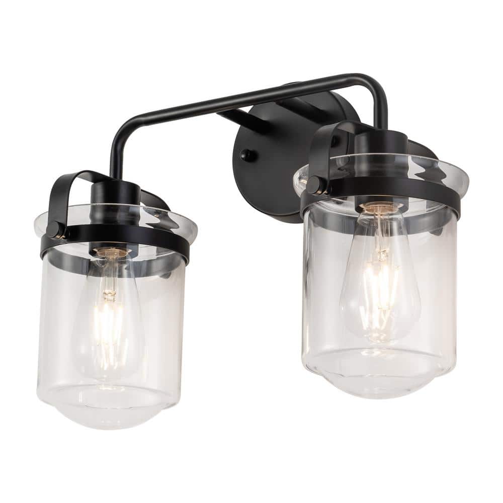 2-Light Black Wall Sconce with Clear Glass Shade price history on PriceWatchPro