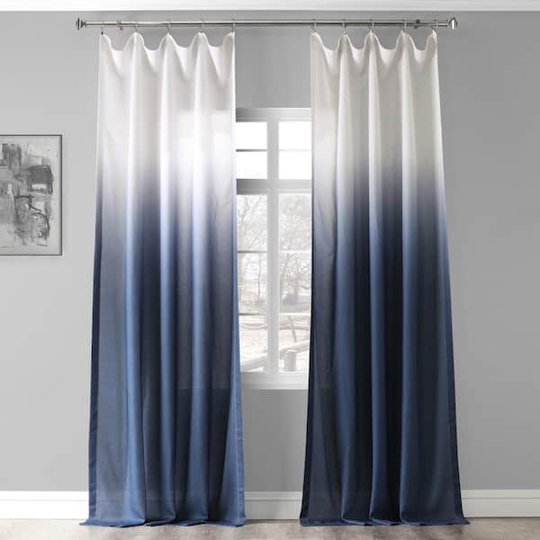 Exclusive Fabrics & Furnishings Ombre Blue Ombre Rod Pocket Sheer Curtain - 50 in. W x 108 in. L (1 Panel)