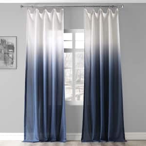 Ombre Blue Ombre Rod Pocket Sheer Curtain - 50 in. W x 84 in. L