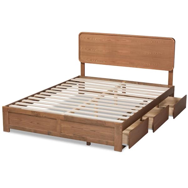 Baxton Studio Eleni Ash Walnut Queen Platform Storage Bed 175 9429