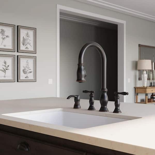 Hanover 2-Handle Pull Down Sprayer Kitchen Faucet in Tuscan Bronze